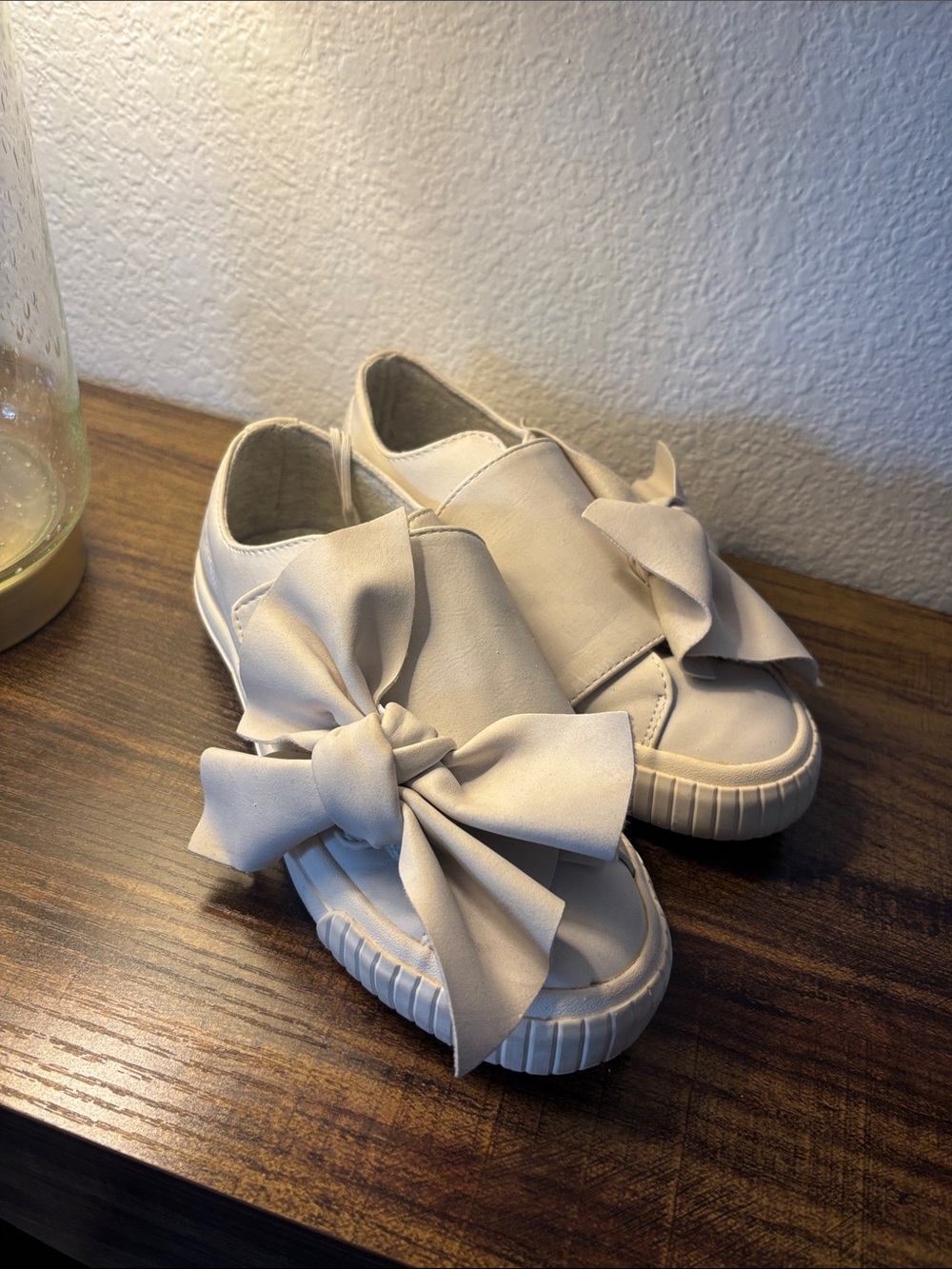 Zara Kids Slip-On Sneakers with Large Cream Bow